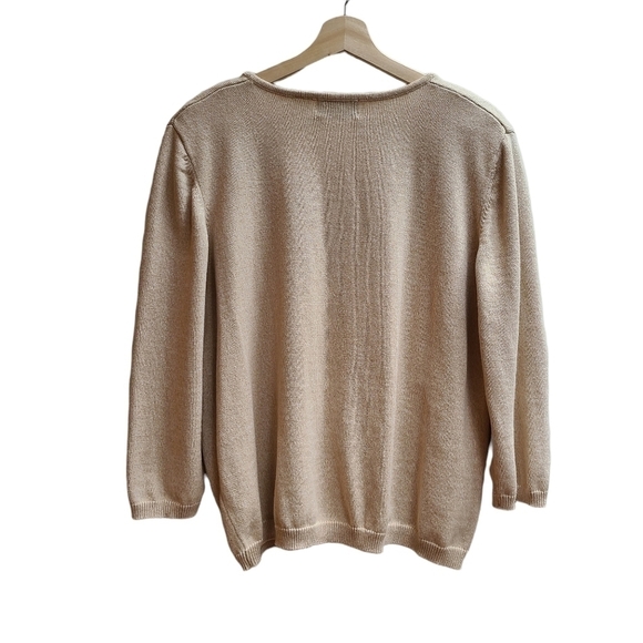 Floral Design 90s Sweater with Wood and Stone  Accents, Size XL - Picture 2 of 7